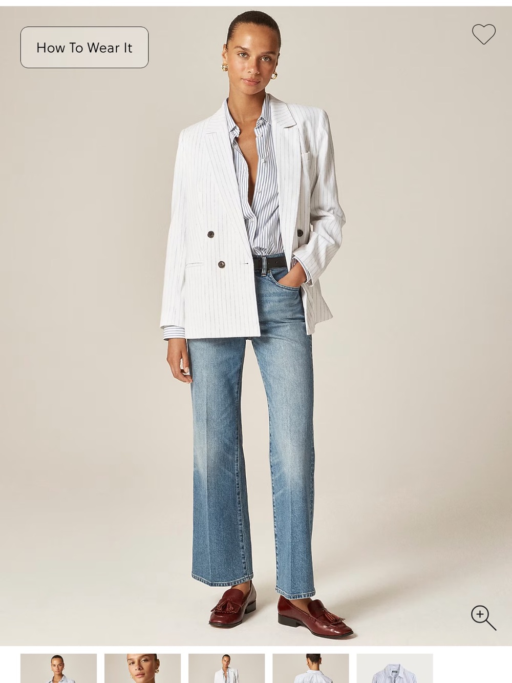 J. Crew Women’s White Shirt with Blue Pinstripes - Picture 2 of 8